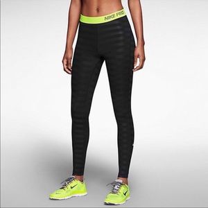 Nike Pro Black Dri-Fit Striped Leggings SIZE XS